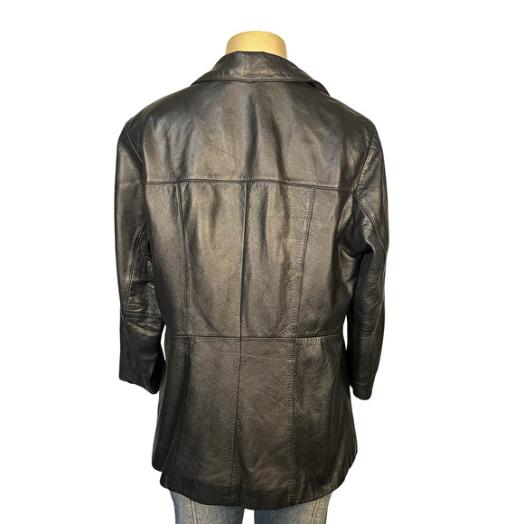 Wilsons Leather Jacket Womens Small Black Button Front Blazer Coat Classic Style - Picture 3 of 10